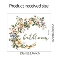 Detalle de pegatina de pared para baño con corona floral y tipografía elegante - 25*29CM/fun-f203