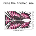 Vista detallada de las dimensiones de pegatinas de pared de alas de mariposa rosa - 39*118CM*2PCS/fun-L062