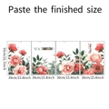 Dimensiones detalladas de juego de 4 pegatinas de pared con flores de rosa y peonía - Estilo Flor de Peonía Rosa (fun-L064)