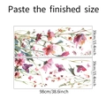 Detailansicht der Aquarell-Blumenwandtattoo mit Schmetterlingen und Maßen - Aquarell Floral Schmetterling Stil (fun-L084)