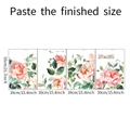 Detalle de set de 4 piezas pegatinas de pared rosas acuarela con medidas 39x55cm - Estilo Flor de Rosa Rosa (fun-L065)
