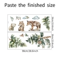 Detailed view of watercolor forest animals and pine trees wall stickers with dimensions - 39*98CM/fun-L079
