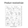 Detail showing dimensions of black and white sketch flower wall stickers 30x90cm size - 30x90cm x 4 Sheets (fun-L013)