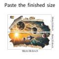 Makroansicht der 3D Galaxie Wandtattoo Abmessungen und Planeten Layout für Wohnkultur - 39x98 (fun-L075 Milchweiß)