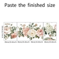Dimensiones detalladas de los paneles adhesivos de pared con rosas y hortensias - Estilo de Hortensia y Rosa Vintage (fun-L067)