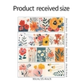 Dimensions détaillées du lot de stickers muraux avec fleurs et feuilles aquarelle - 29x90cm x 4 Feuilles / Blanc Cassé
