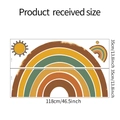 Detail view of rainbow and sun wall stickers set with specific dimensions and size marking - 35*118CM*2PCS/fun-L026 Milky White