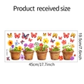 Detailed sheet layout of colorful flower pots and butterflies self-adhesive glass decals - Flower Butterfly Style (fun-W001) / 19.5*45CM