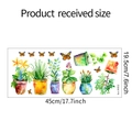 Detailed dimensions of watercolor potted plants and butterfly glass window stickers - Greenery Succulent Style (fun-W002) / 19.5*45CM