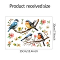 Dimensioni dettagliate degli adesivi murali con uccelli e fiori colorati da 29x20cm - Uccelli Dipinti Rami (fun-W004)