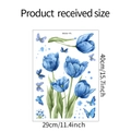 Dimensioni dettagliate degli adesivi murali con tulipani blu e farfalle, 40cm x 29cm - 29x40cm