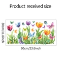 Detailliertes Layout der Tulpen und Schmetterling Wandsticker 30x60cm für die Wohndekoration - Aquarell Tulpe Schmetterling Stil (fun-W007)