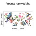 Venstersticker met bloemen en vogels, productafmetingen 30x60cm in aquarel ontwerp - Geschilderde Bloem en Vogel Stijl (fun-W013)