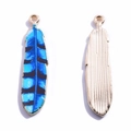 Blue and black enamel feather charms with golden alloy backing for DIY necklaces - Blue Striped Feather (Style 1)