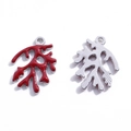 Pendentifs corail en émail rouge et alliage argenté pour la création de bijoux DIY - 21*15mm/0.92g / K Blanc - Rouge
