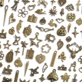 Assorted bronze alloy charms for DIY jewelry making in various vintage shapes - 20 Pieces/Pack (70x50mm) / Antique Bronze