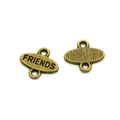 Détail du pendentif connecteur en bronze vieilli gravé Friends pour bijoux DIY - Bronze Antique FRIENDS