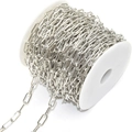 Polished silver metal paperclip chain on white spool for DIY jewelry and accessory making - 14*6mm Per Link / White Gold
