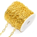 Macro view of gold-plated paperclip chain on a spool for DIY jewelry making - 14*6mm Per Link / Imitation Gold