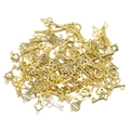 Macro shot of assorted golden vintage alloy key charms with heart and cross patterns - 50g Pack / Antique Gold