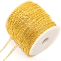 Polished gold plated stainless steel O-link chain roll for DIY jewelry making - Imitation Gold