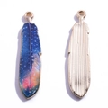 Feather alloy charms with blue and orange galaxy print and gold metal texture - Starry Sky Galaxy Pattern (Style 3)