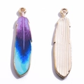 Blue and purple gradient enamel feather charms in golden alloy finish for DIY jewelry - Blue Purple Gradient Feather (Style 4)