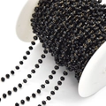 Faceted black crystal beads on gold wire chain for handmade DIY jewelry crafting - 4mm Width / Black Crystal-KC Gold Chain