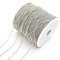 Close-up of DIY iron cable chain roll in silver finish for necklace jewelry making - White Gold