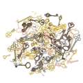 Mixed vintage alloy key charms in bronze, gold, and silver finishes for DIY jewelry - Multicolor
