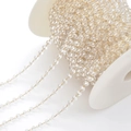 DIY crystal beaded chain with gold metal wire on white spool for jewelry making - 4mm Width / Transparent Crystal-KC Gold Chain