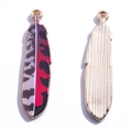 DIY alloy feather pendant with red leopard print enamel finish and golden back - Red Black Leopard Texture (Style 7)