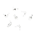 Macro shot of seven polished silver metal fold-over cord ends for DIY jewelry making - Silver
