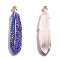 Purple feather charm pendants with golden metal back for DIY jewelry making - Purple Printed Feather (Style 9)