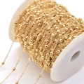 Polished 4mm gold beaded ball chain on a white spool for DIY jewelry making and crafts - 245SF/3.5cm Interval / KC Gold