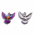 Colgantes de colibrí en aleación colorida con acabado esmaltado y reverso de plata texturizada - Diseño de Colibrí Estilo 4