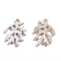 Pendentif corail doré avec émail blanc pour la création de bijoux DIY créatif - 21*15mm/0.92g / KC Or-Blanc