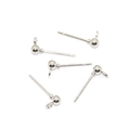 Five pieces of silver ball head stud earring components with loops for DIY jewelry making - White Gold