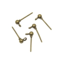 Five bronze ball stud earring posts with loops for DIY jewelry making on white background - 3mm Round Head/0.2g / Antique Bronze