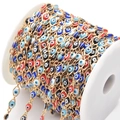 Colorful evil eye beads on gold plated chain for DIY jewelry making on white spool - 5mm Eye / Multicolor Eye KC Gold Chain
