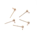 Five rose gold ball stud earring findings with hanging loops for DIY jewelry making - 3mm Round Head/0.2g / Rose Gold