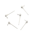 Detail of silver spherical stud earring posts with loop for DIY jewelry making - 3mm Round Head/0.2g / Silver