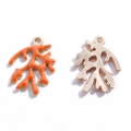 Pendentif en alliage corail orange plaqué or pour création de colliers et bijoux DIY - 21*15mm/0.92g / Or-Orange