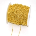 Detail of 4mm golden bead chain on a white spool for DIY jewelry making accessories - 245SF/3.5cm Interval / Imitation Gold