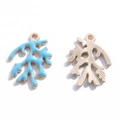 Pendentif corail bleu ciel en alliage avec placage or et émail pour bijoux DIY créatifs - 21*15mm/0.92g / Or KC - Bleu