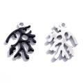 Pendentifs corail en émail noir et placage argent pour création de bijoux DIY - 21*15mm/0.92g / K Blanc - Noir