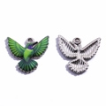 Colgante de colibrí de aleación esmaltada verde y púrpura para bisutería artesanal - Diseño de Colibrí Estilo 9