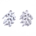 Pendentif corail en alliage avec émail blanc et dos argenté texturé pour bijoux DIY - 21*15mm/0.92g / K Blanc - Blanc