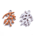 Pendentif corail DIY en émail orange vif avec détails argentés au dos de l'alliage - 21*15mm/0.92g / Argent-Orange