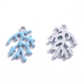 Pendentif corail en alliage bleu clair avec dos texturé argenté pour bijoux DIY - 21*15mm/0.92g / K Blanc - Bleu